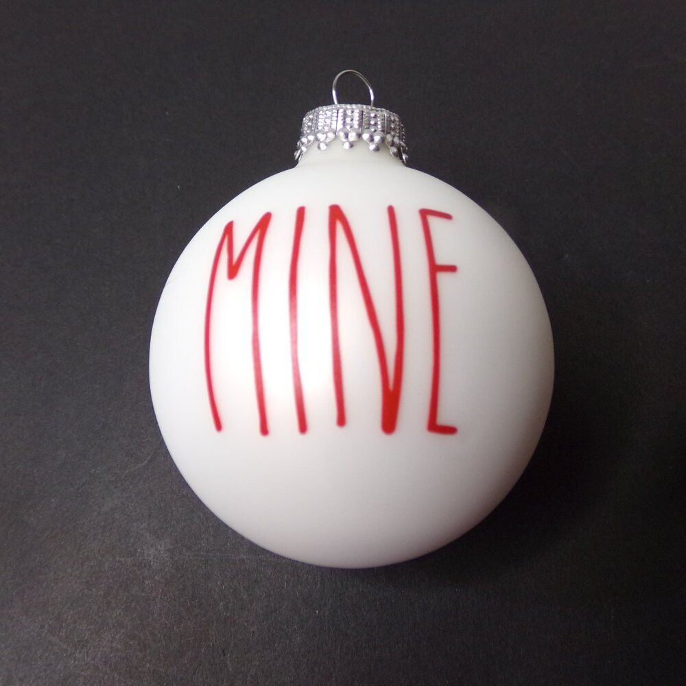Share Christmas Ornament Glass White Ball "MINE" Significant Other Friend Love